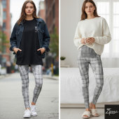 grijze en witte geruite leggings