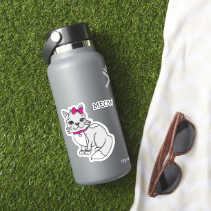 Grijze en witte gevlekte kitten met roze strik sti sticker