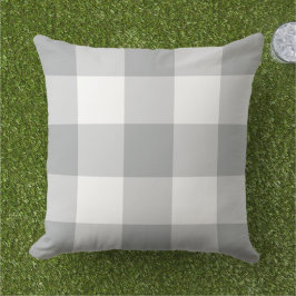 Grijze en witte gingham Pset Pattern Buitenkussen