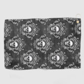 Grijze en witte gothische schedel golfhanddoek (Horizontaal)