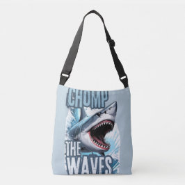 Grijze en witte haai Graffiti-geïnspireerde Pri Crossbody Tas