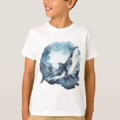 Grijze en witte haai in de Waterverf Blauwe Oceaan T-shirt (Voorkant)