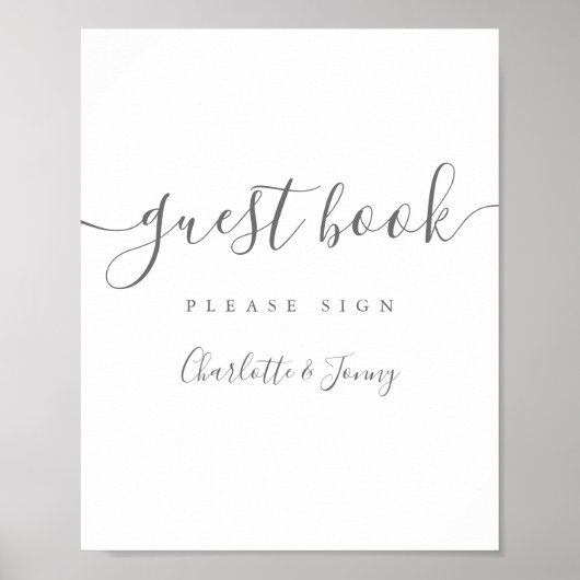 Grijze en witte handtekening script gastensignatie poster (Voorkant)