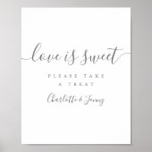 Grijze en witte handtekening script Love Is Sweet Poster (Voorkant)