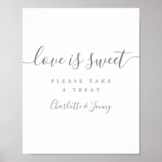 Grijze en witte handtekeningen Script Love is Swee Poster (Voorkant)