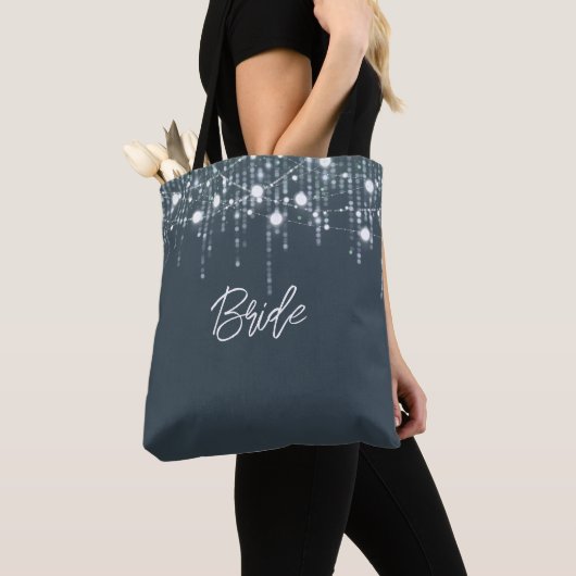 Grijze en Witte Hangende Lichten Bride Tote Bag (Dichtbij)