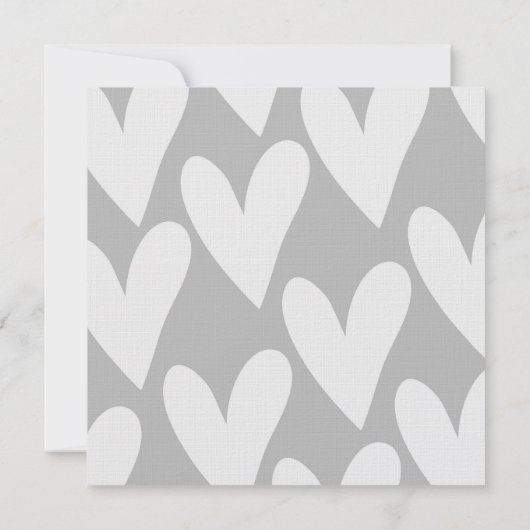 Grijze en witte harten bruiloft kaart (Achterkant)