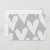 Grijze en witte harten bruiloft RSVP (Achterkant)