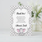 Grijze en witte harten Elephant Baby shower Dank j Bedankkaart (Staand voorkant)