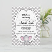 Grijze en witte harten Elephant Baby shower Kaart (Staand voorkant)