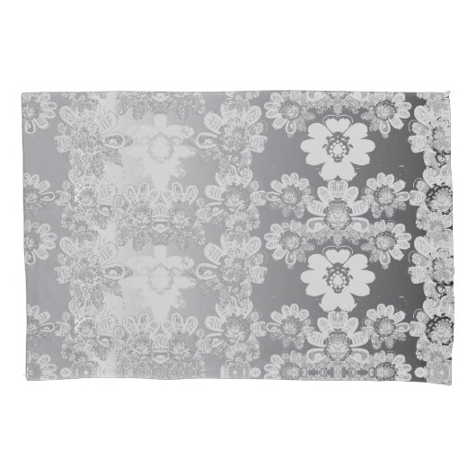 Grijze en witte Hoesjes van Floral Kussensloop (Voorkant)