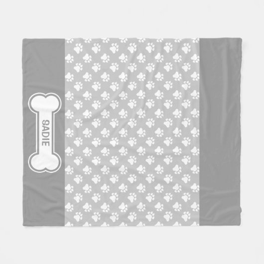 Grijze en witte honden en bonen met naam fleece deken (Voorkant (Horizontaal))