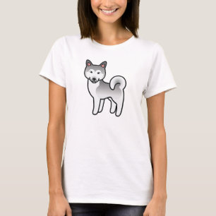 Grijze en witte illustratie van een Alaskaanse Mal T-shirt