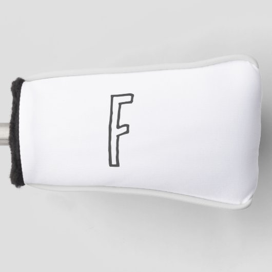 Grijze en witte Initiaal Letter Monogrammed Plain Golfheadcover (Voorkant)