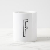 Grijze en witte Initiaal Letter Monogrammed Plain Grote Koffiekop (Voorkant)