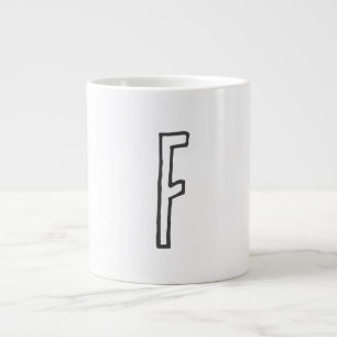 Grijze en witte Initiaal Letter Monogrammed Plain Grote Koffiekop