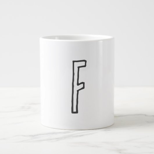 Grijze en witte Initiaal Letter Monogrammed Plain Grote Koffiekop (Voorkant)