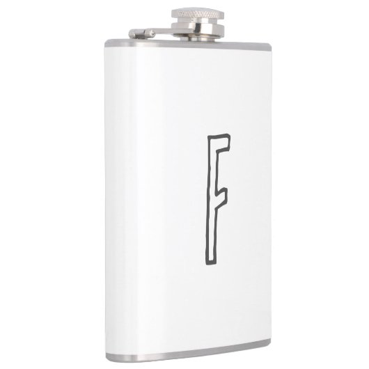 Grijze en witte Initiaal Letter Monogrammed Plain Heupfles (Rechts)