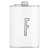 Grijze en witte Initiaal Letter Monogrammed Plain Heupfles (Voorkant)