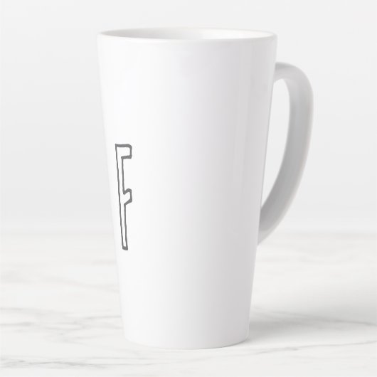 Grijze en witte Initiaal Letter Monogrammed Plain Latte Mok (Rechterhoek)