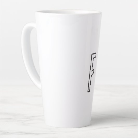 Grijze en witte Initiaal Letter Monogrammed Plain Latte Mok (Linkerhoek)