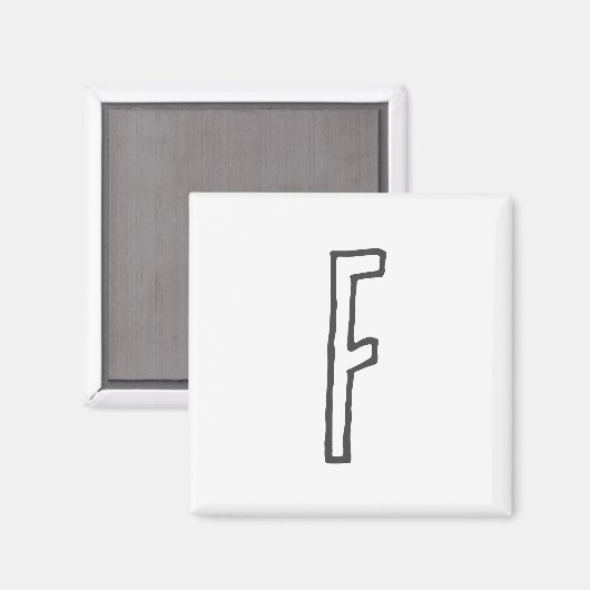 Grijze en witte Initiaal Letter Monogrammed Plain Magneet (Voorkant / Achterkant)