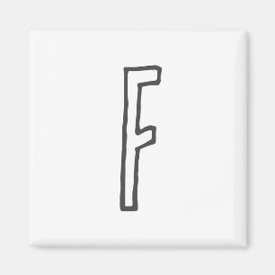 Grijze en witte Initiaal Letter Monogrammed Plain Magneet