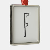 Grijze en witte Initiaal Letter Monogrammed Plain Metalen Ornament (Rechts)