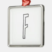 Grijze en witte Initiaal Letter Monogrammed Plain Metalen Ornament (Links)