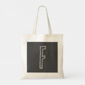 Grijze en witte Initiaal Letter Monogrammed Plain Tote Bag (Achterkant)