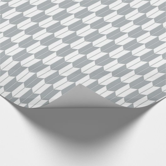 Grijze en witte Japanse yagasuri Pattern Gift Wrap Cadeaupapier (Hoek)
