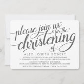 Grijze en witte kalligrafie doopuitnodiging kaart (Voorkant)