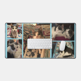 Grijze en witte kat bureaumat