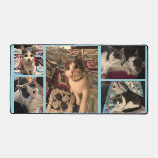 Grijze en witte kat bureaumat (Voorkant)