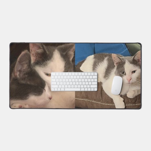 "Grijze en witte kat" Bureaumat (Keyboard & Muis)