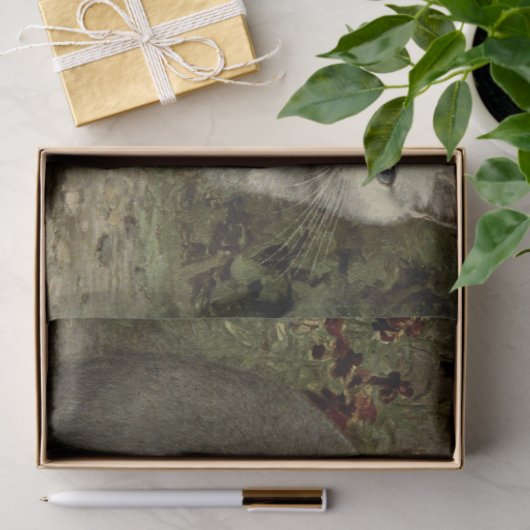 Grijze en witte kat Ephemera Decoupage Tissuepapier (Geschenk)