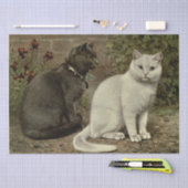 Grijze en witte kat Ephemera Decoupage Tissuepapier (Craft)