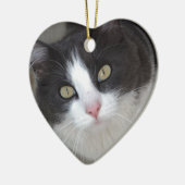  grijze en witte kat keramisch ornament (Links)