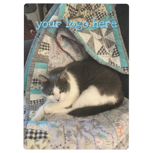 Grijze en witte kat klembord (Achterkant)