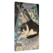 Grijze en witte kat klembord (Rechts)