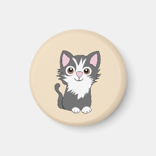 Grijze en witte kat magneet