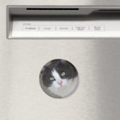 grijze en witte kat magneet (Insitu (Vaatwasser))