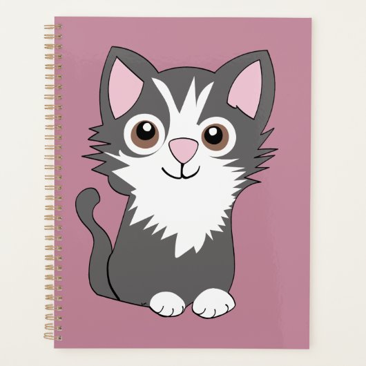 Grijze en witte kat planner (Voorkant)