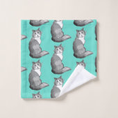 Grijze en witte katten Draaidoekset Bad Handdoek (Wasdoekje)