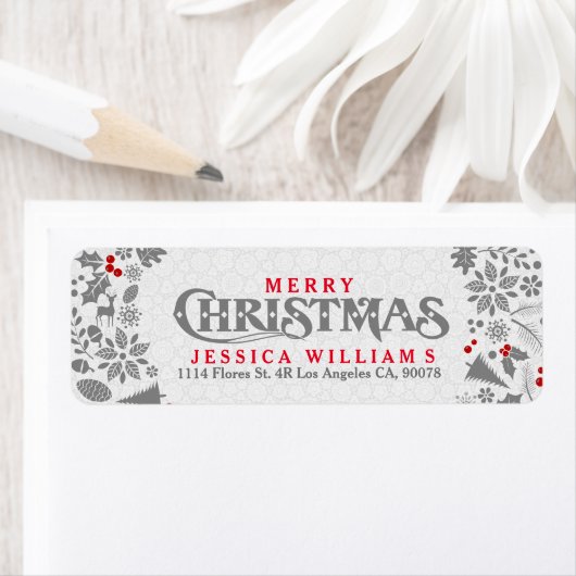 Grijze en witte kerstkreet & tekstontwerp etiket (Insitu)