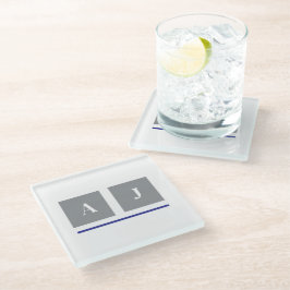 Grijze en witte klassieke initialen glazen onderzetter