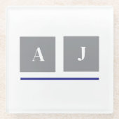 Grijze en witte klassieke initialen glazen onderzetter (Voorkant)