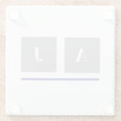 Grijze en witte klassieke initialen glazen onderzetter (Achterkant)