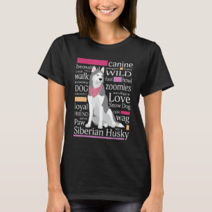 Grijze en witte kleur Siberian Husky T-shirt
