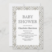  grijze en witte kunst Deco Fans Baby shower Kaart (Voorkant)